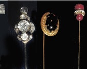 Stickpins Hatpins - Four Vintage Pieces - Nice Variety of Antique Stickpins or Hatpins