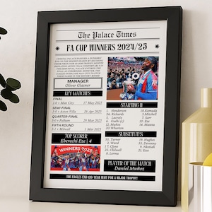 Crystal Palace FA Cup Winners 2025 Print | Crystal Palace gifts | poster | Crystal Palace Wall Art | The Eagles
