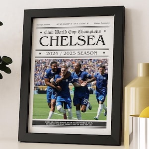 Chelsea FC Klubowi Mistrzowie Świata 2025 Wydruk | Prezenty Chelsea FC | Wydruk Chelsea | Grafika ścienna Chelsea FC