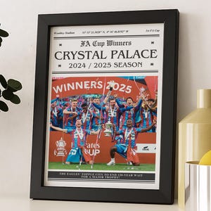 Impressão dos vencedores da Copa da Inglaterra de 2025 do Crystal Palace | Presentes do Crystal Palace | pôster | Arte de parede do Crystal Palace | The Eagles