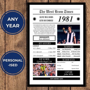 West Brom Personalisierter Druck | Jedes Jahr | Geburtstagsgeschenk | West Brom Geschenke | Bromwich Albion | West Brom Poster | West Brom Poster