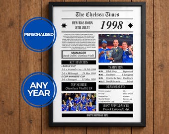 Personalised Chelsea fc Print | Any Year | Birthday gift | Chelsea gifts | Chelsea fc Personalised | Chelsea fc poster | Chelsea Wall Art