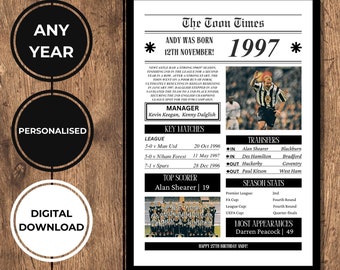 Personalised Newcastle United Print | Digital Download | Any Year | Newcastle United gifts | Poster | Newcastle United Personalised