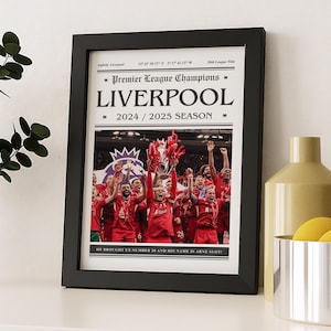 Liverpool Champions 2025 Print | Liverpool fc gifts | Liverpool fc poster | Liverpool fc Wall Art | 20th Premier League