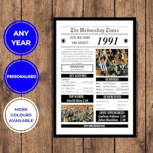 Personalised Sheffield Wednesday Print | Any Year | Sheffield Wednesday Birthday | Sheffield Wednesday Gifts | Sheffield Wednesday Poster