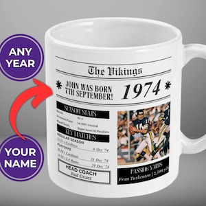 Personalized Minnesota Vikings Mug | Any Year | NFL Custom birthday gift | Minnesota Vikings gifts | Minnesota Vikings fan | NFL Mug