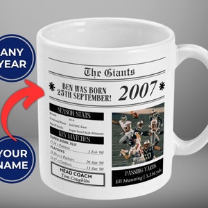 Personalized New York Giants Mug | Any Year | NFL Custom birthday gift | New York Giants gifts | New York Football | Giants fan | NFL Mug