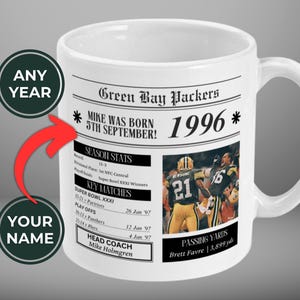 Personalized Green Bay Packers Mug | Any Year | NFL Custom birthday gift | Green Bay Packers gifts | Green Bay Packers fan | NFL Mug