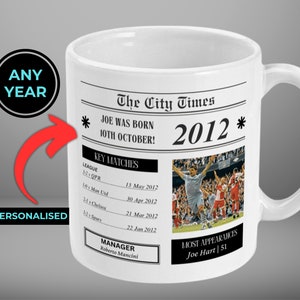 Personalised  Man City Mug | Any Year | Man City gifts | Manchester City gifts | Manchester City Mug Personalised Man City