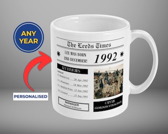 Taza personalizada del Leeds United / Cualquier año / Regalo de cumpleaños del Leeds United / Regalos del Leeds United / Leeds United personalizado / Regalo de Leeds