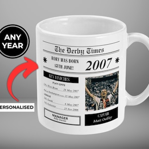 Personalised Derby County Mug | Any Year | Derby County gifts | Derby Football Mug | Derby County Personalised gift | Year You Were Born Mug