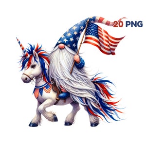 Bundle de cliparts Gnome du 4 juillet, 20 PNG, cadeau de la fête de l'indépendance, rétro 4 juillet États-Unis, Gnomee, gnome amoureux, gnome artistique, usage commercial