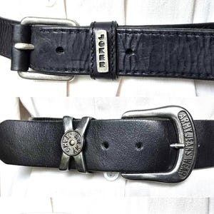 Vintage black rock punk gotic grunge belt with eyelets studs metal plate ,classic leather jeans belt