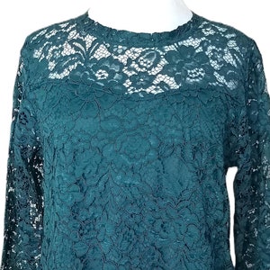Vintage 90s green see through lace blouse ,elegant cottagecore top, femminie blouse S-M DDP included