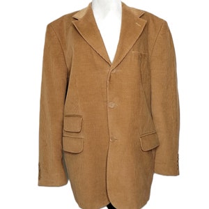 Blazer vintage in velluto a coste anni &#39;90, blazer classico marrone da uomo, blazer oversize, blazer boyfriend, blazer autunnale a 3 bottoni, giacca sportiva