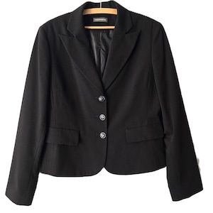 Vintage black cropped blazer , elegant classy jacket ,3 button short jacket ,classic offise jacket,  feminiе chic outfit M-L
