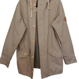 Blazer vintage de algodón beige talla M - Chaqueta ligera de primavera - Abrigo deportivo clásico - Corte mediano para mujer