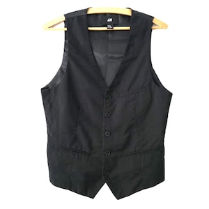Vintage 90s  black men's  vest , formal classic vest ,elegant office waistcoat M