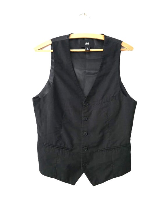 Vintage 90s Black Men's Vest , Formal Classic Vest ,elegant Office