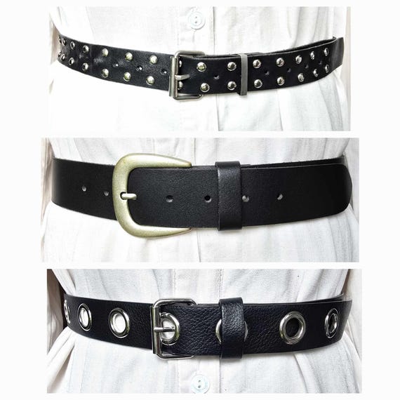 studs belt punk vintage 本革 Punk Studded Belt Threads Black Studded Belt Rock Rivet Belt
