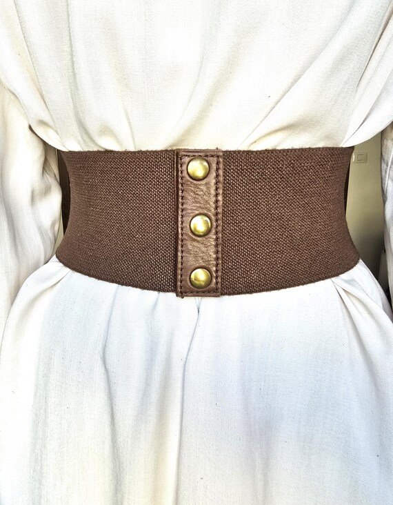 Vintage Extra Wide Belt, Brown Genuine Leather Belt With  display picture 3