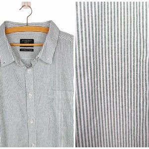 Camicia da uomo vintage anni &#39;90, camicia oversize a righe bianche e blu con colletto abbottonato, camicia classica da uomo in cotone XL, DDP incluso