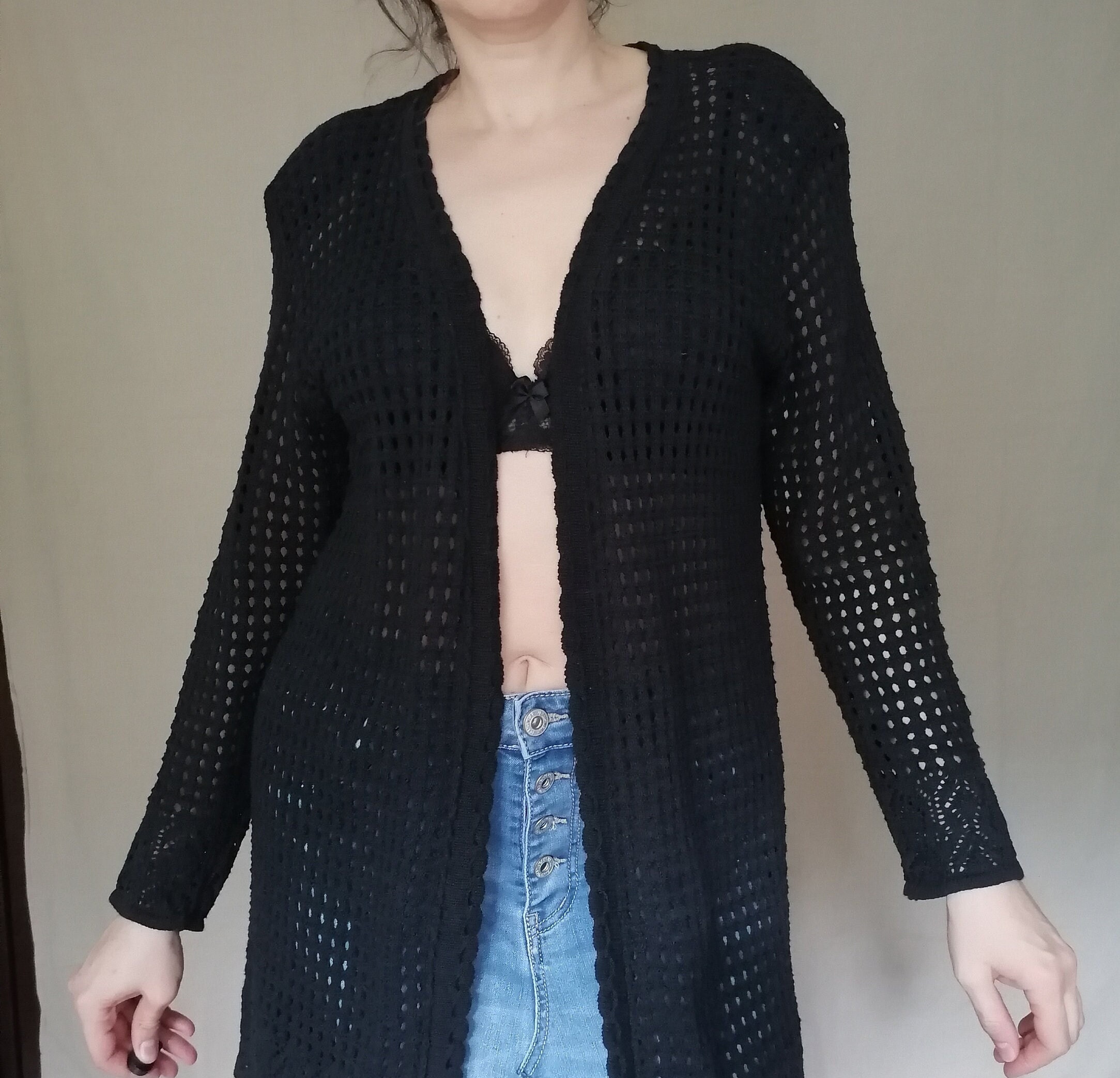 トップス MESHED KNIT CARDIGAN Sheer Mesh Crop Cardigan CY17 - Korean Women's Fashion | LEWKIN