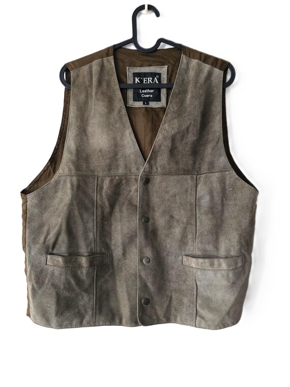 Vintage des années 90 gilet en cuir suédé marron pour homme gilet