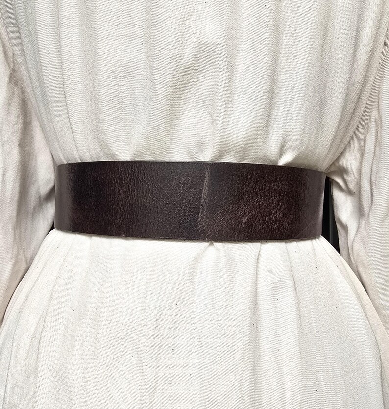 Vintage Chunky Brown Genuine Leather Belt - Unisex Jeans Belt - Square Matte Silver Buckle - Rugged Casual Accessory image 4