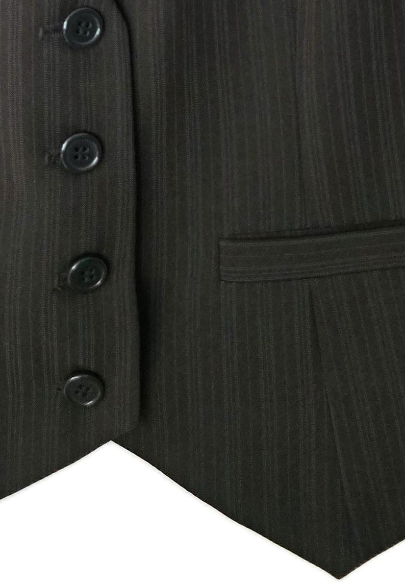 Vintage Y2K Style Brown Pinstripe Vest Women's Waistcoat Dark Academia Formal Office Style Business Attire Fitted Back Strap M, image 5