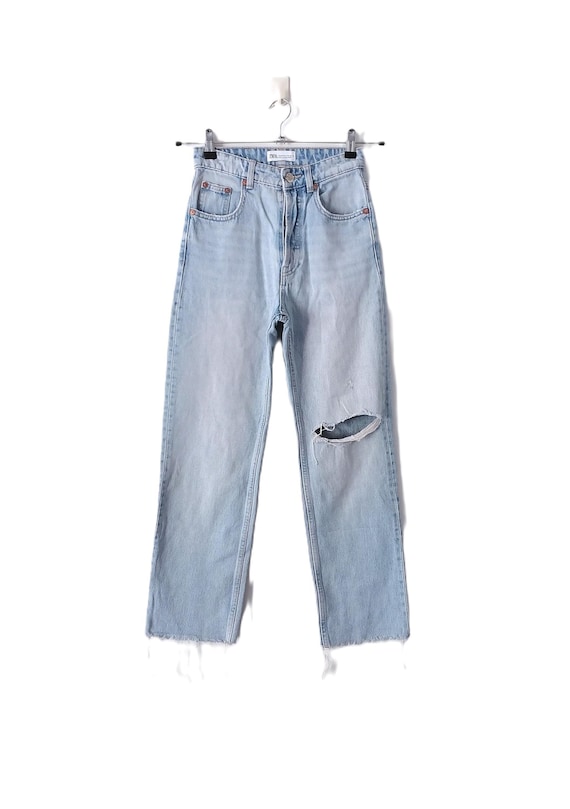 Straight Leg Waist 26 In, Hight Waist Blue Jeans , ZARA