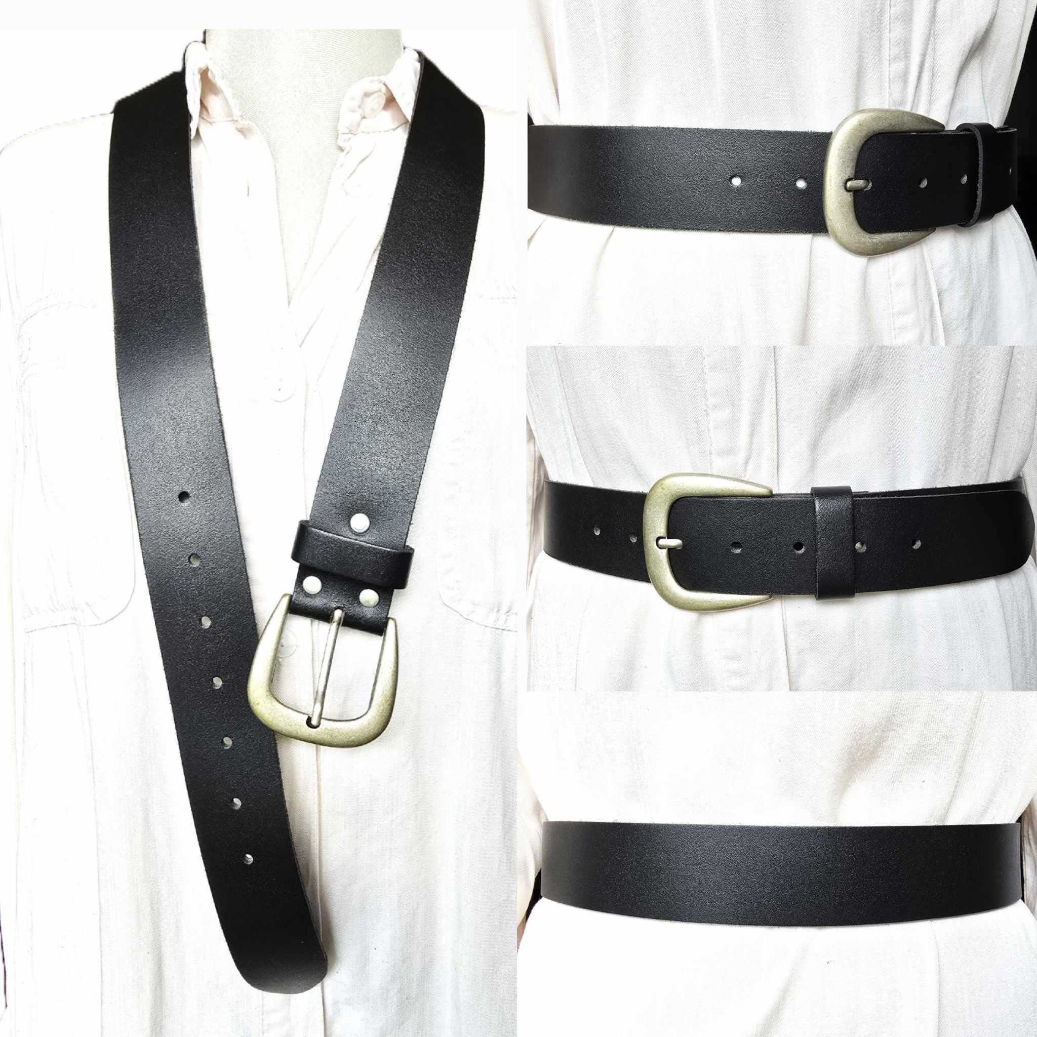 Vintage Black Rock Punk Gotic Grunge Belt With Eyelets Studs 