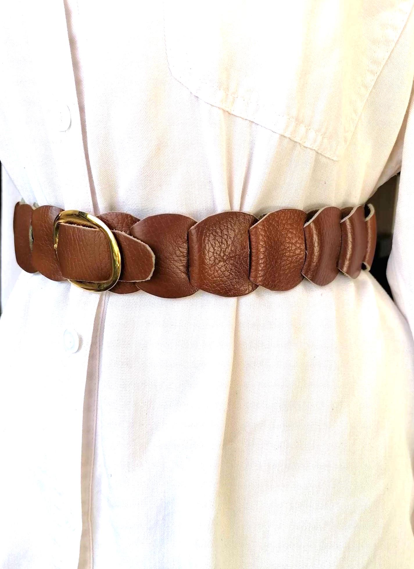 Vintage Brown Leather Belt, Waist/hips Belt ,boho Hippie 