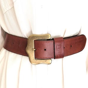 Vintage Brown Leather Belt, Classic belt , wide square buckle belt, semple boho waist belt , cincher genuine leather belt