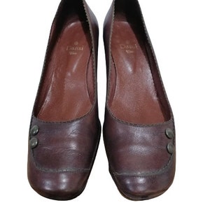 Vintage Size EU 37 / UK 6.5 / US 8.5 , brown Leather Pumps with  Heels , brown Classic Pumps , Ladies office heels , formal 2 inches heel