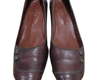 Vintage maat EU 37 / UK 6,5 / US 8,5 bruine leren pumps met hakken, bruine klassieke pumps kantoor hakken formele 2 inch hak,
