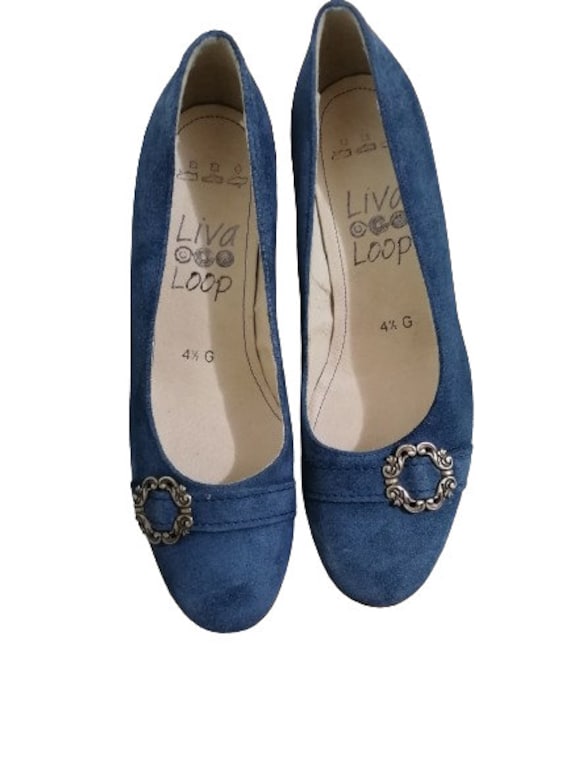 Suede Blue Party Shoes Uk Vintage Size EU UK US Blue Suede Leather