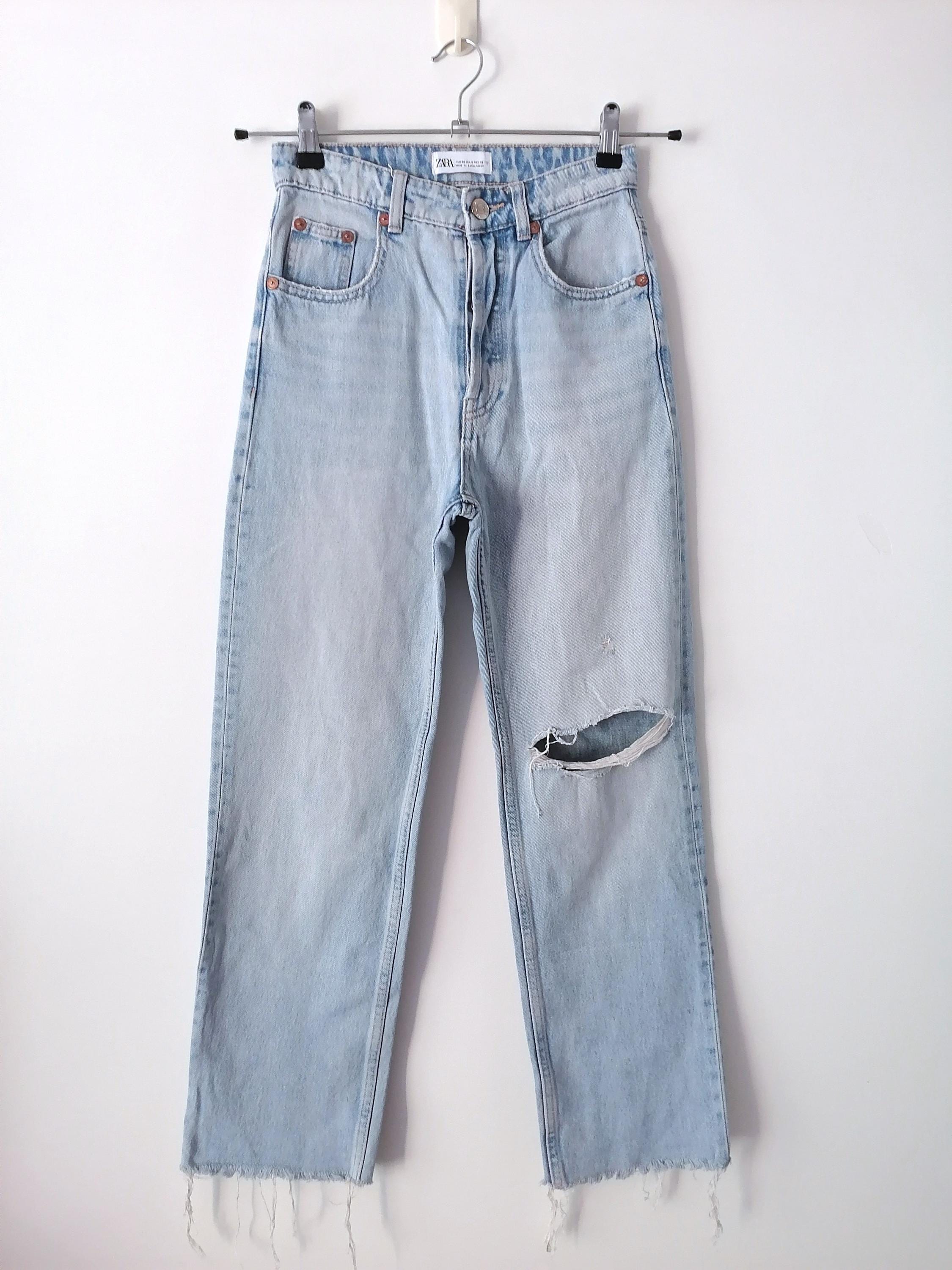 Straight Leg Waist 26 In, Hight Waist Blue Jeans , ZARA