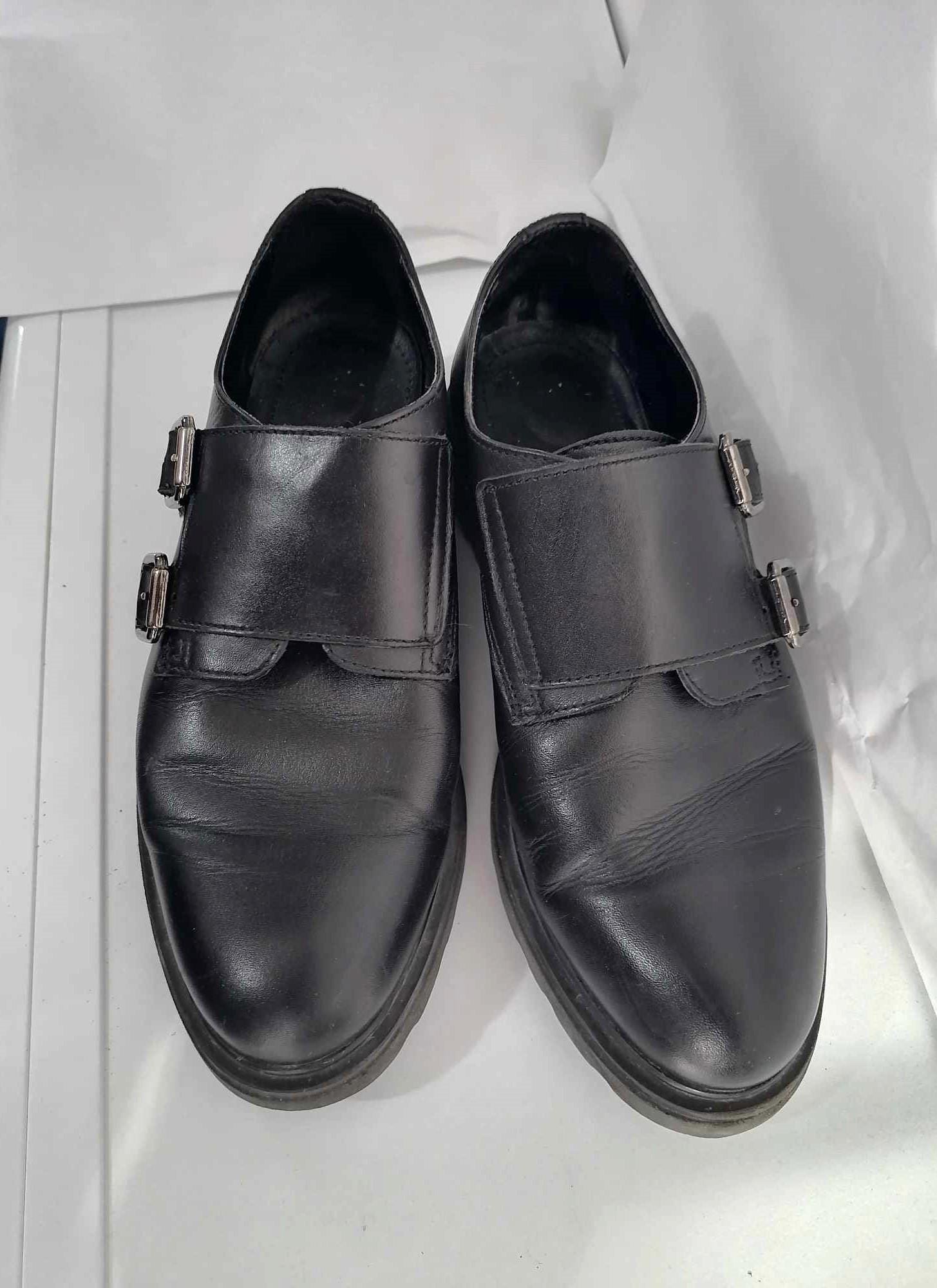 Italian Black Leather Loafers With Buckles Vera Pelle Oxford  display picture 3