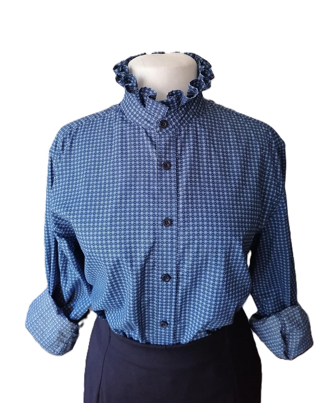 ORGUE Stripe frill collar blouse【Gray】 ORGUE Stripe frill collar blouse【Gray】 ORGUE Stripe frill