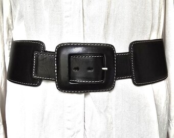 Double Grommet Black Belt: Gothic Punk Rock Studded Faux  display picture 1