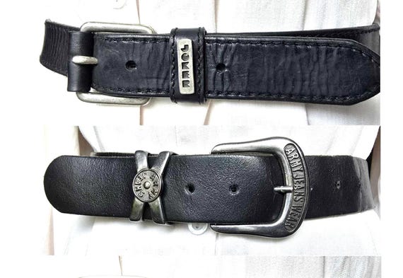 Vintage Black Rock Punk Gotic Grunge Belt With Eyelets Studs  display picture 3