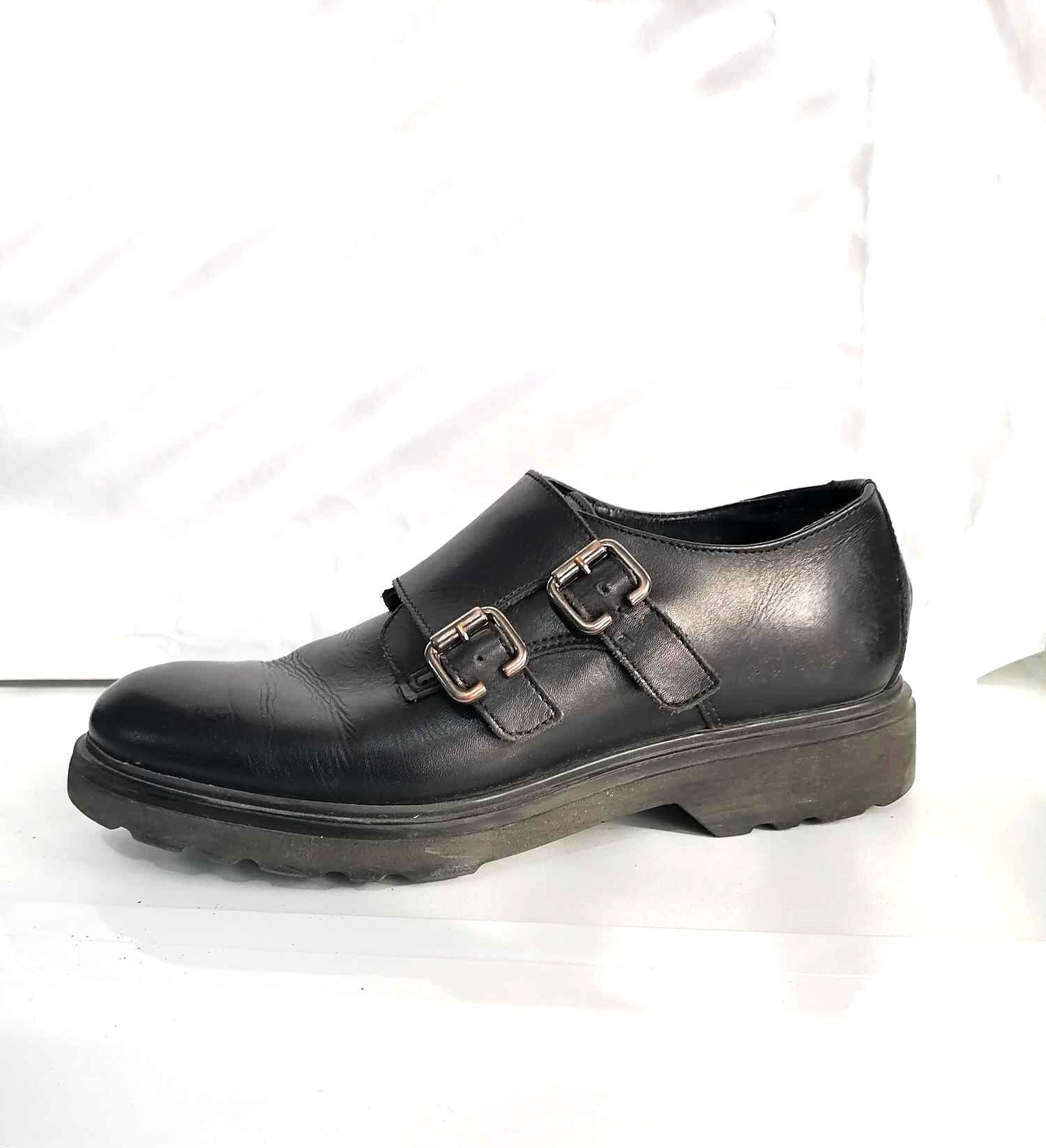 Italian Black Leather Loafers With Buckles Vera Pelle Oxford  display picture 2
