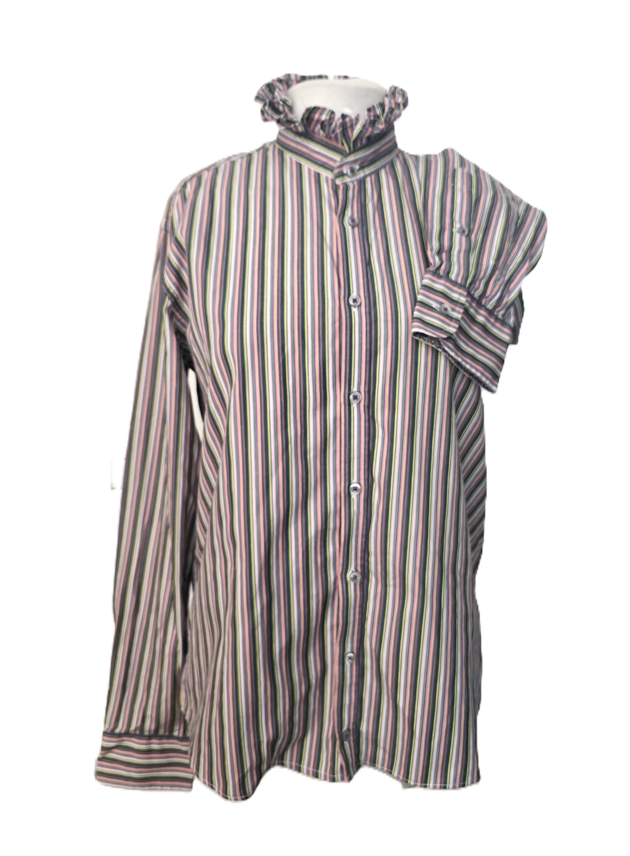 ORGUE Stripe frill collar blouse【Gray】 ORGUE Stripe frill collar blouse Gray Vintage 80s White Blue