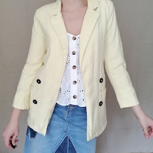 Vintage yellow summer jacket , light weight spring blazer S-M