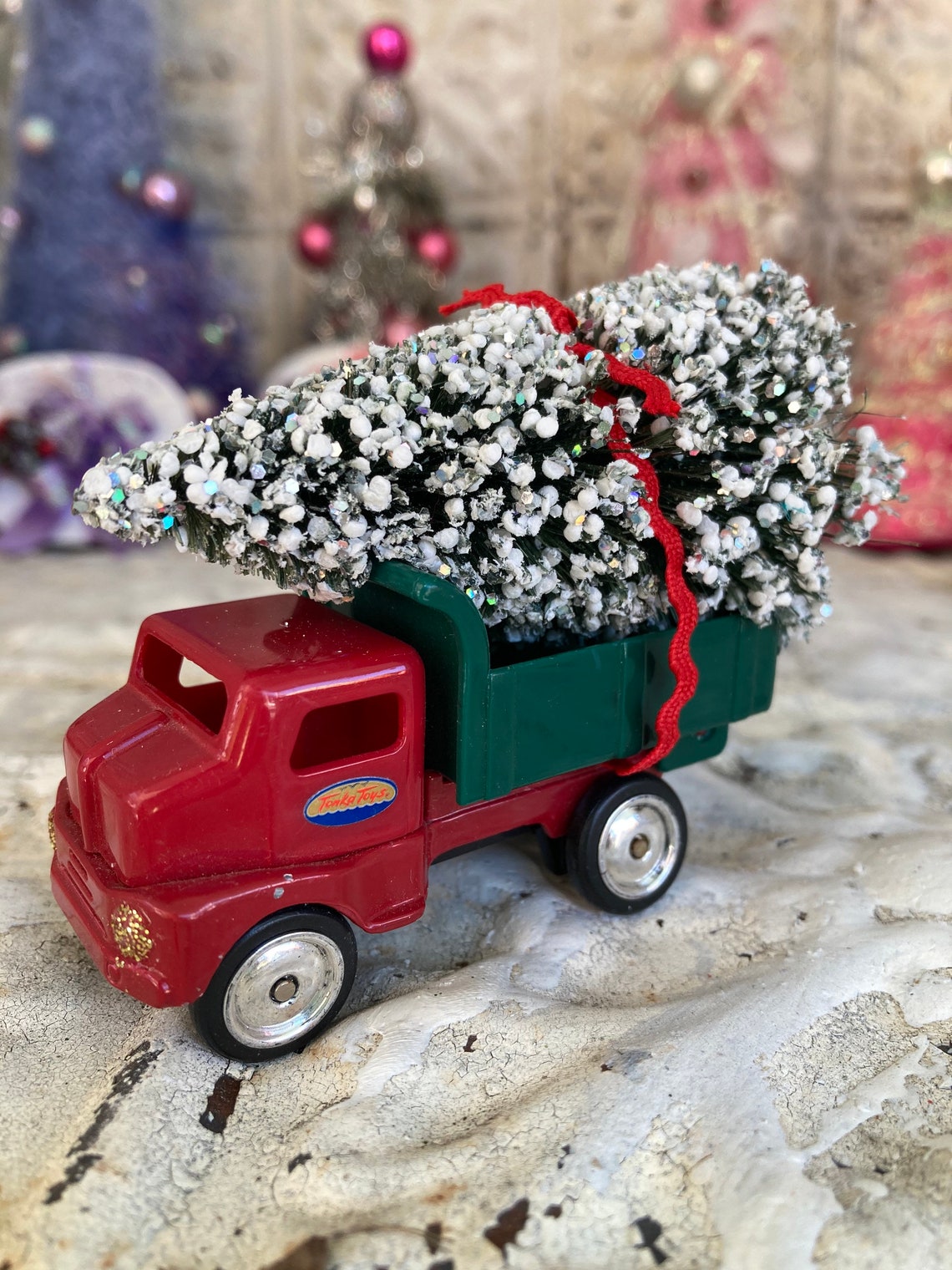 Toy Truck Christmas Tree Dump Truck Red Green Tonka Toys Etsy