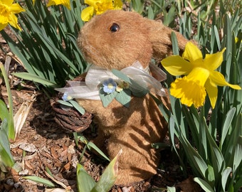 Spring Bunny with a Basket Decoration Easter Basket Rabbit Springtime Decor