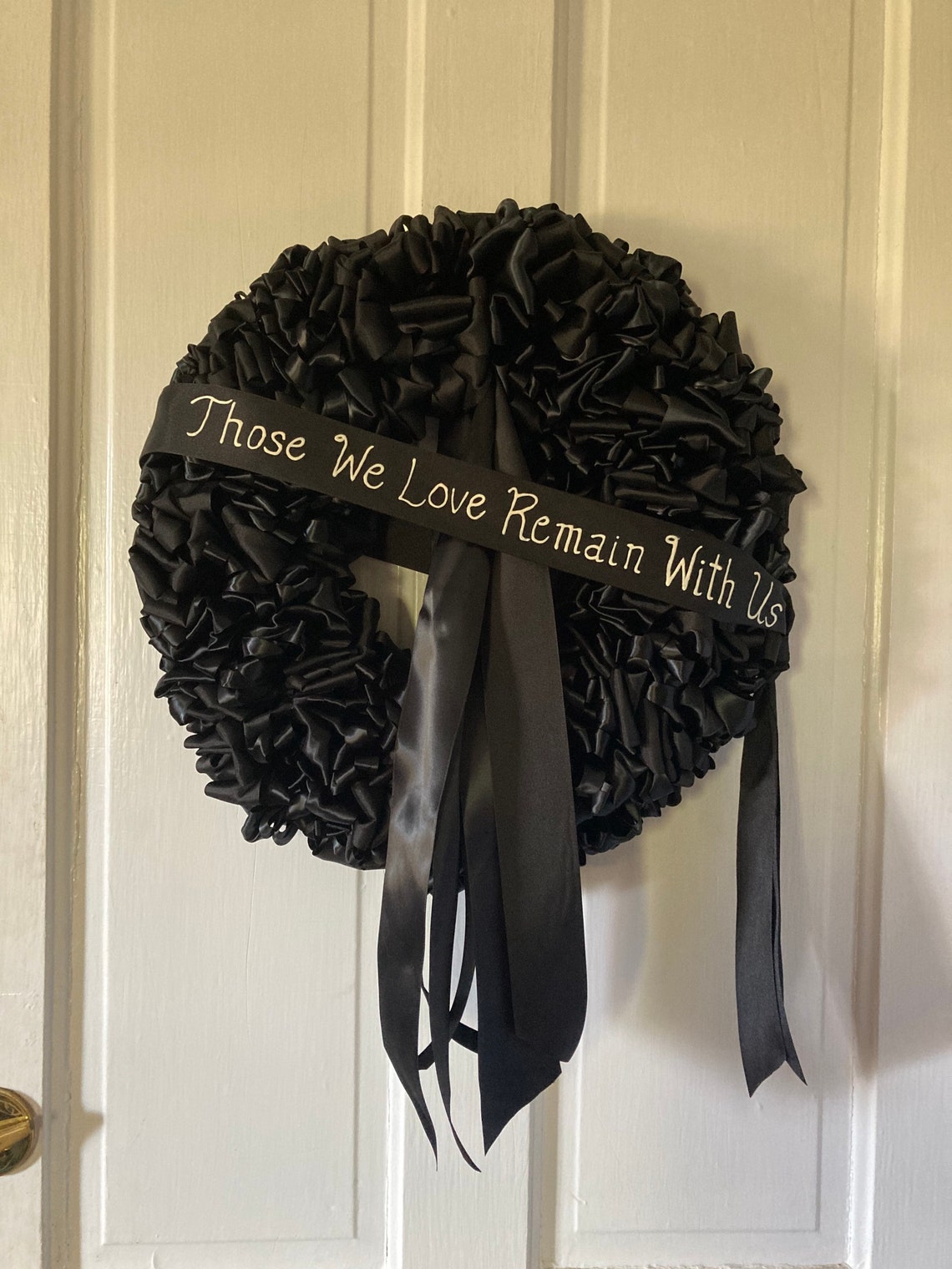Memorial Wreath Mourning Wreath Black Ribbon 18 inch Sympathy Etsy