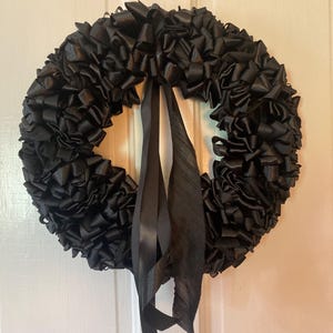 Wreath Mourning Wreath Black Ribbon 18 inch Sympathy In Remembrance In Memorium In MemoriamLove Always