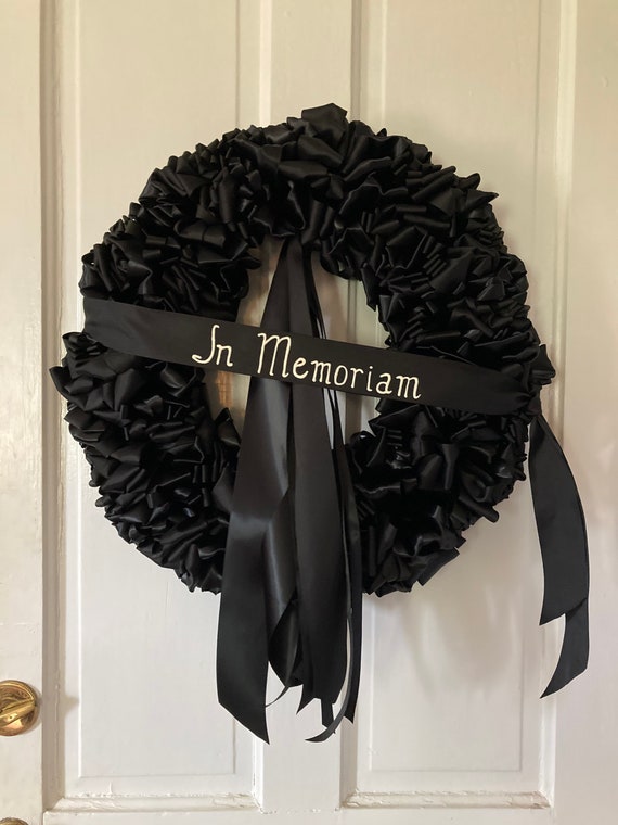 Wreath Mourning Wreath Black Ribbon 18 inch Sympathy In Etsy